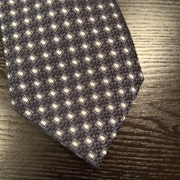 Ermenegildo Zegna Silk Patterned Tie Navy Black - Picture 7 of 8